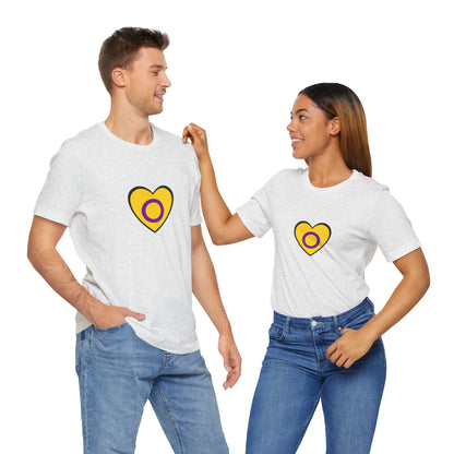 Intersex Pride Flag Heart T-Shirt – Minimalist LGBTQ+ Support Tee