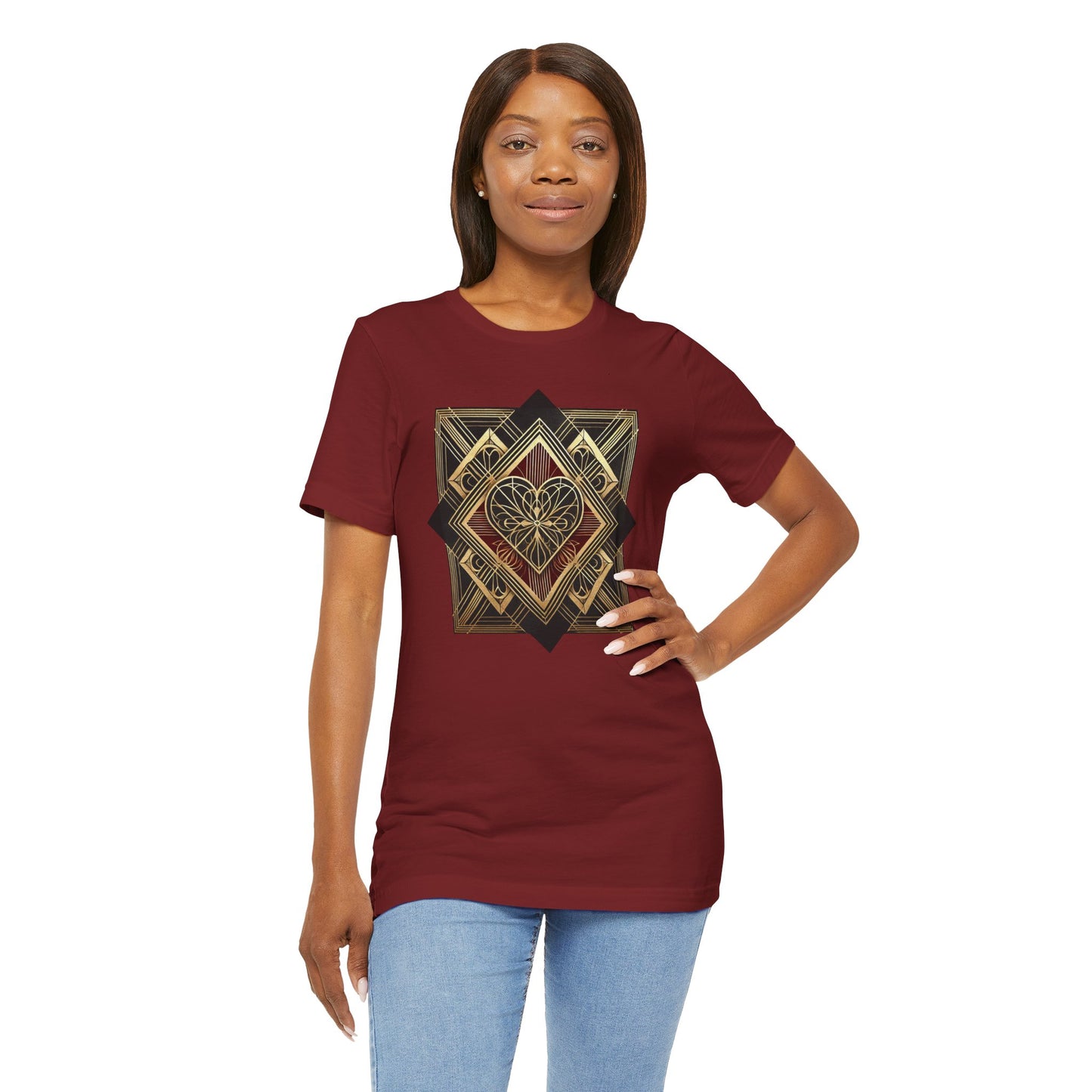 Art Deco Heart T-Shirt – Romantic Valentine's Day Graphic Tee