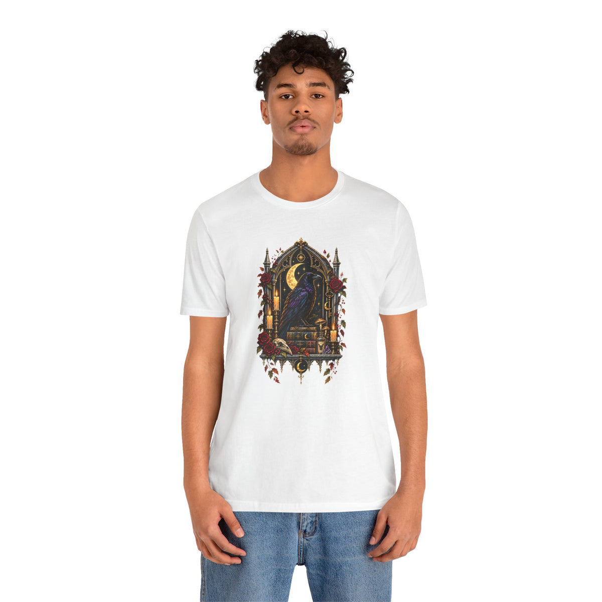 Raven’s Reliquary Tee – Gothic Moonlit Raven T-shirt