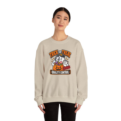 Trick-or-Treat Quality Control Sweatshirt – Funny Halloween Cozy Top