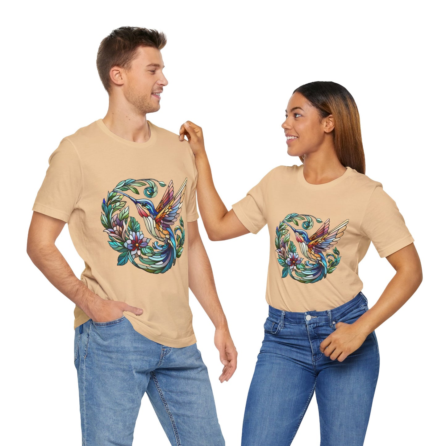 Stained Glass Hummingbird Tee – Vibrant Nature Shirt - WhimSpin - https://whimspin.com