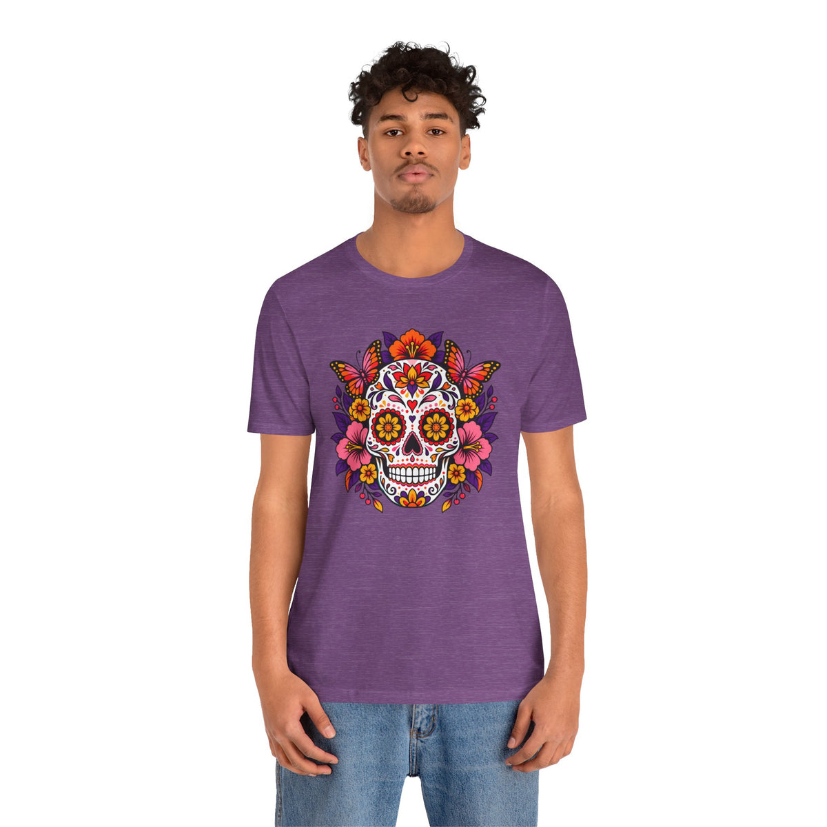 Floral Sugar Skull T-Shirt – Colorful Día de los Muertos Inspired Tee