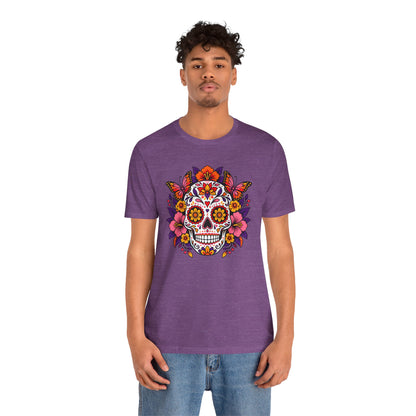 Floral Sugar Skull T-Shirt – Colorful Día de los Muertos Inspired Tee