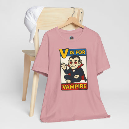 V is for Vampire T-Shirt – Funny Halloween Legend Alphabet Tee