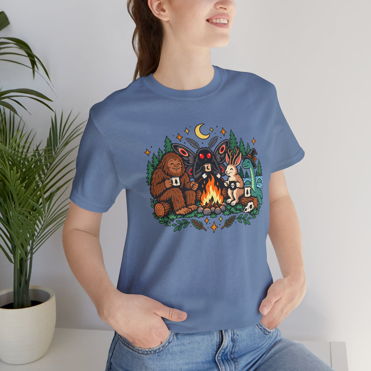 Cryptid Campfire T-Shirt – Bigfoot, Mothman & Nessie Tee