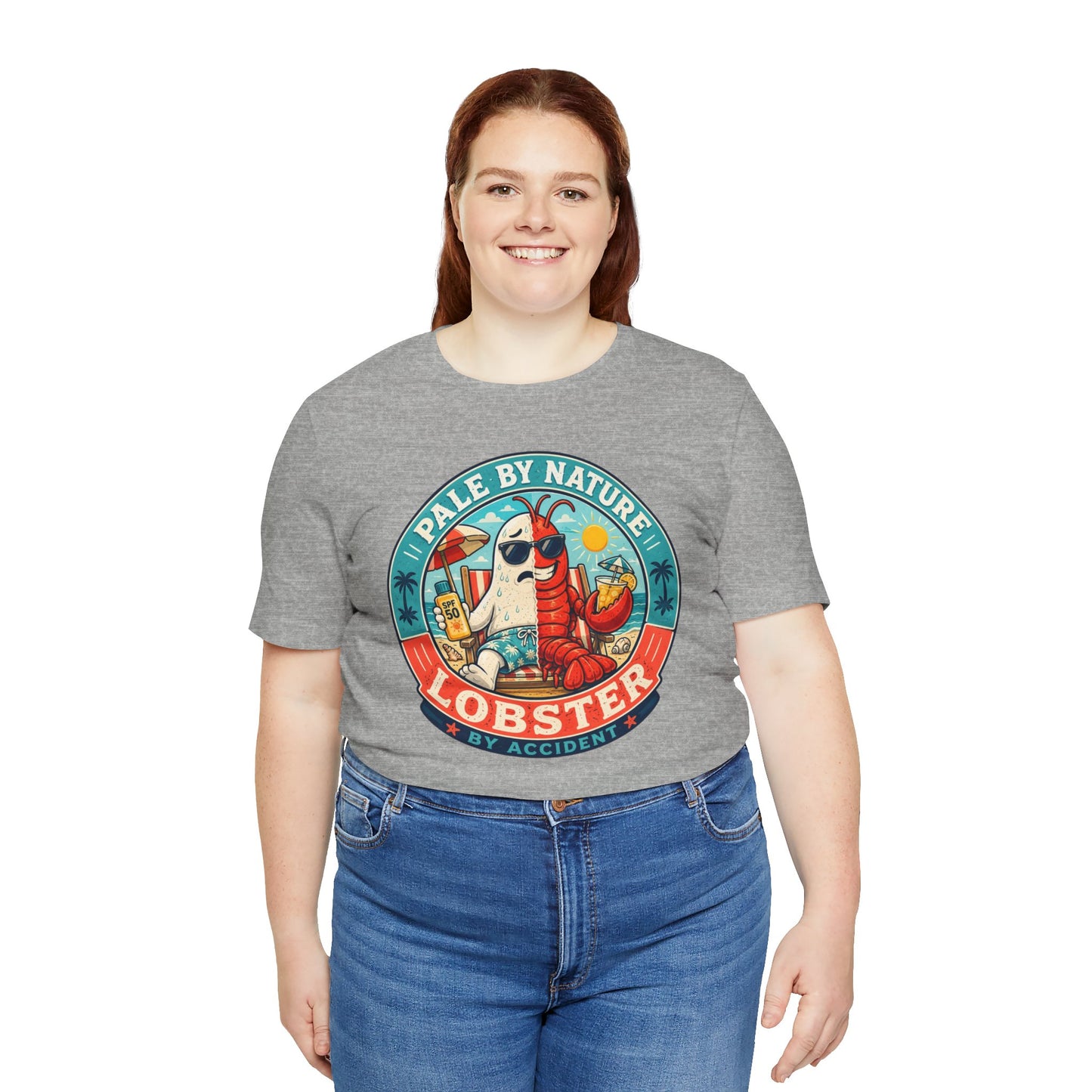 Pale by Nature Lobster by Accident T-Shirt – Funny Sunburn Summer Graphic Tee