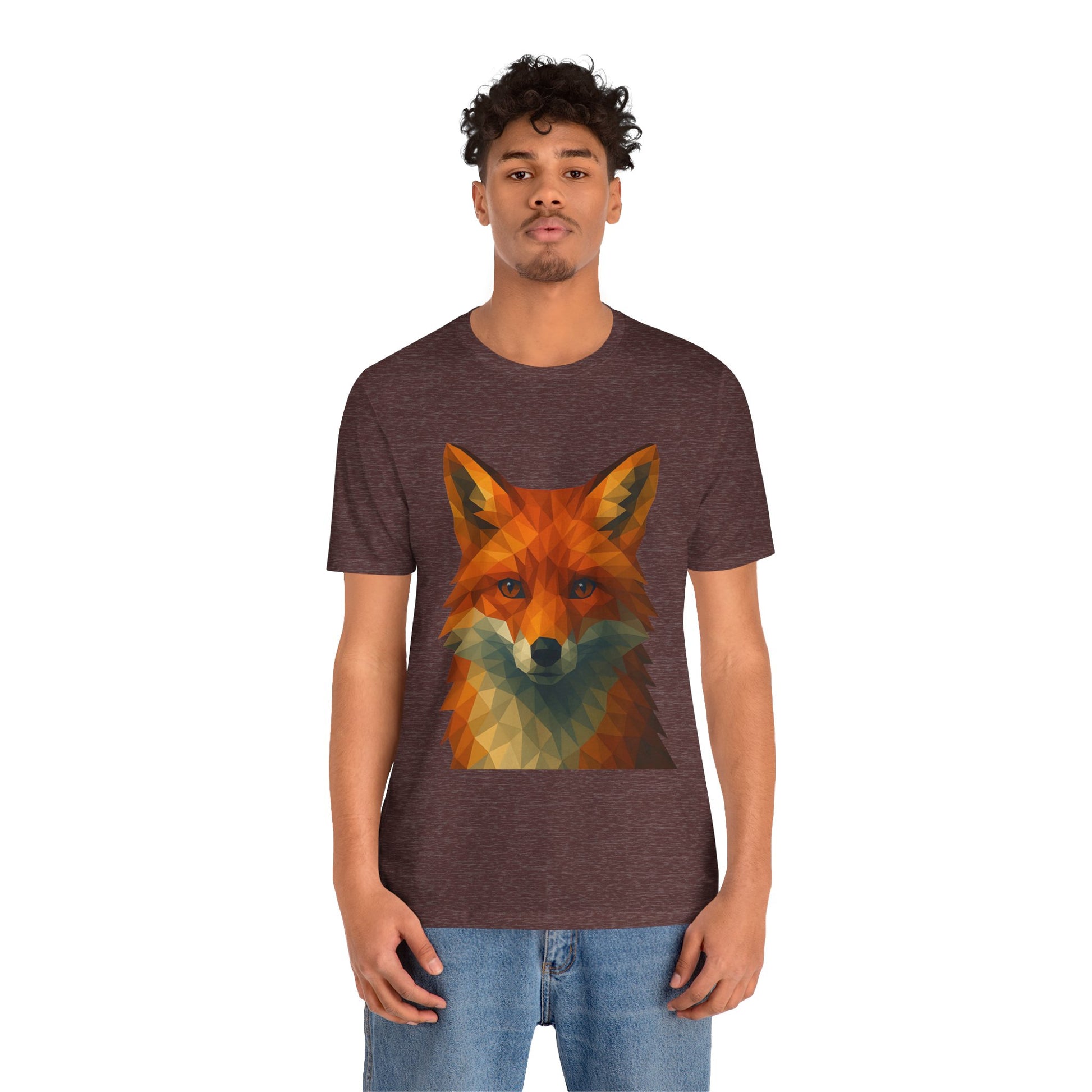 Geometric Fox T-Shirt – Polygon Animal Tee with Nature Vibes - WhimSpin - https://whimspin.com