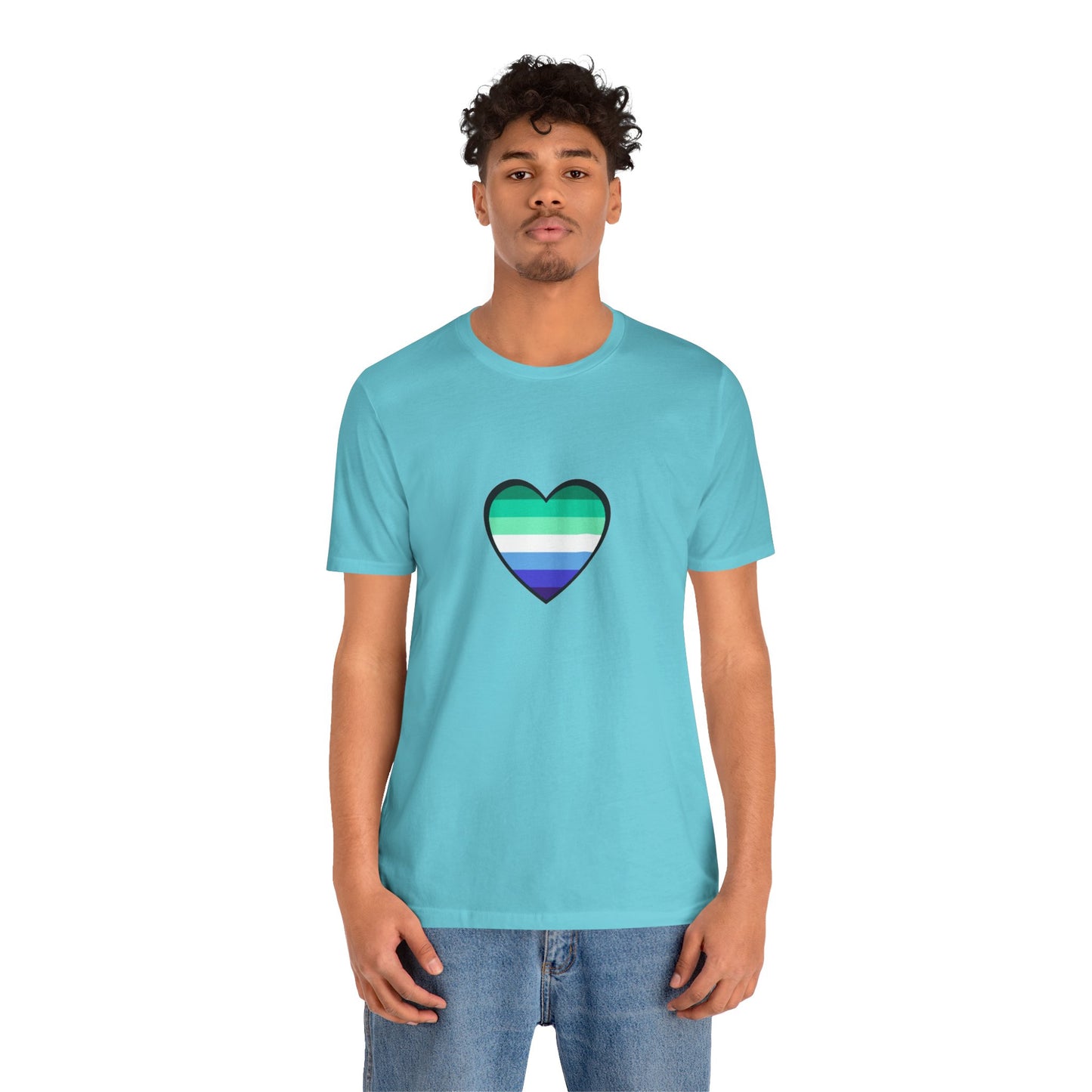 Gay Men’s Pride Flag Heart T-Shirt – LGBTQ+ Flag Design on Unisex Tee