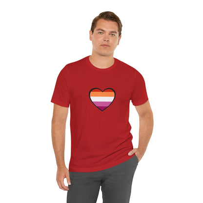 Lesbian Pride Flag Heart T-Shirt – Bold LGBTQ+ Graphic Tee - WhimSpin - https://whimspin.com