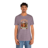 Heather purple crewneck T-shirt with colorful pumpkin spice self care season design