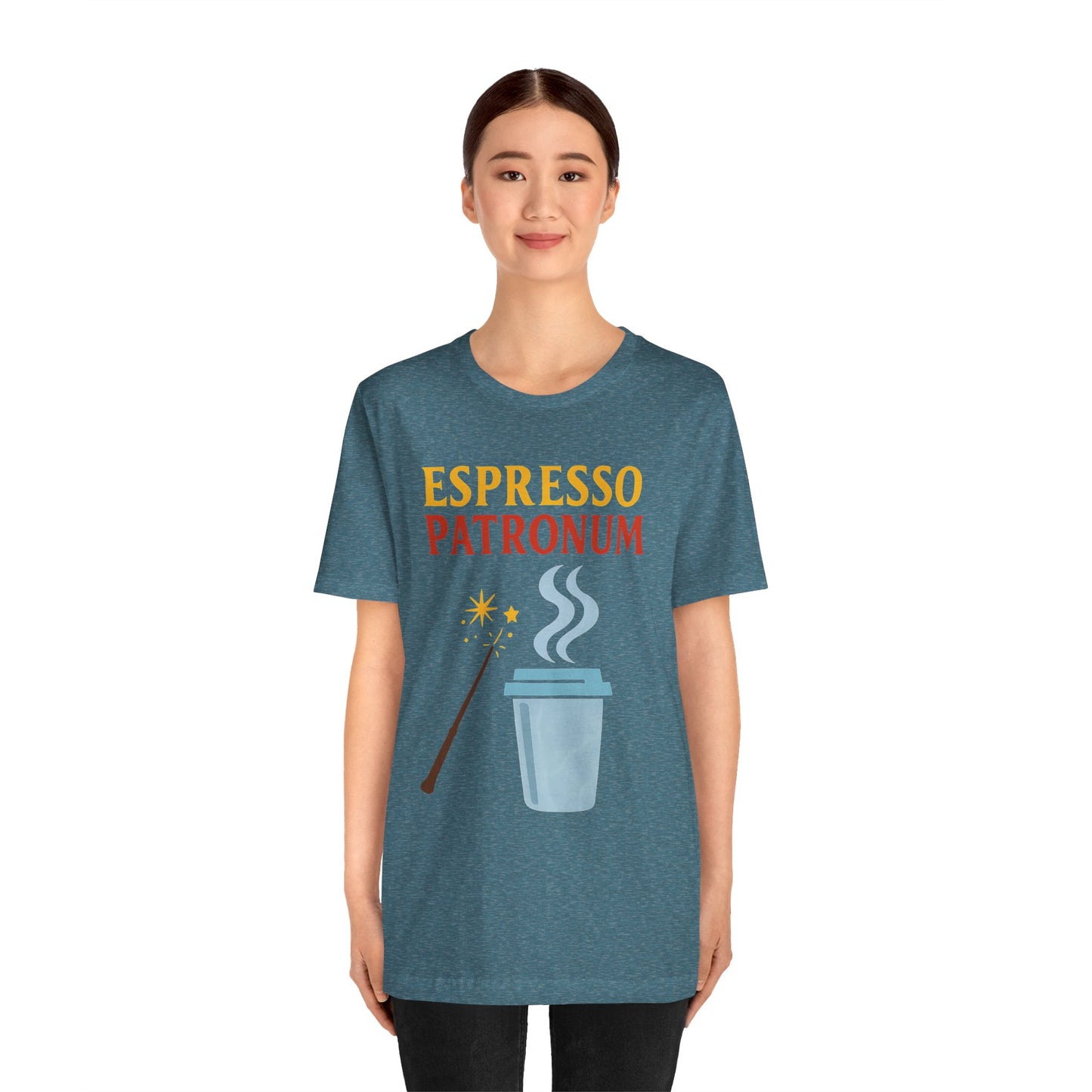 Espresso Patronum T-Shirt – Funny Coffee & Wizard Parody Tee