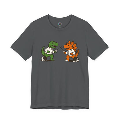 Dinosaur Fencing T-Shirt – T-Rex vs Stegosaurus Tee