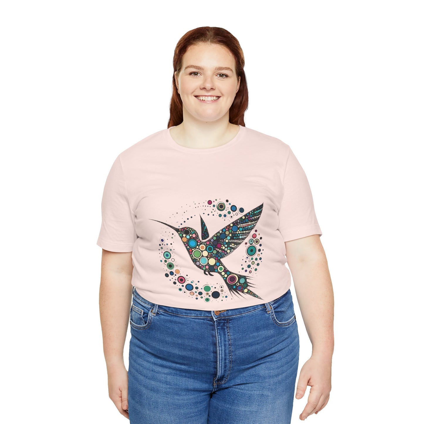 Hummingbird Dot Art T-Shirt – Colorful Nature-Inspired Graphic Tee