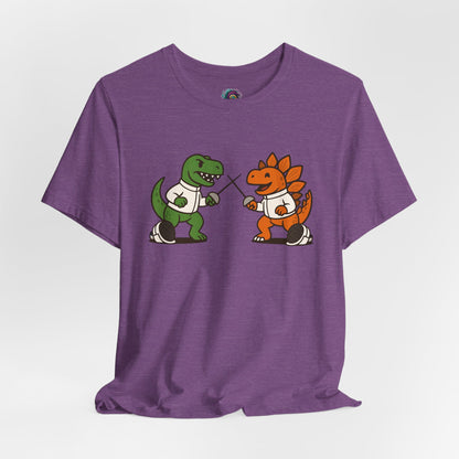 Dinosaur Fencing T-Shirt – T-Rex vs Stegosaurus Tee