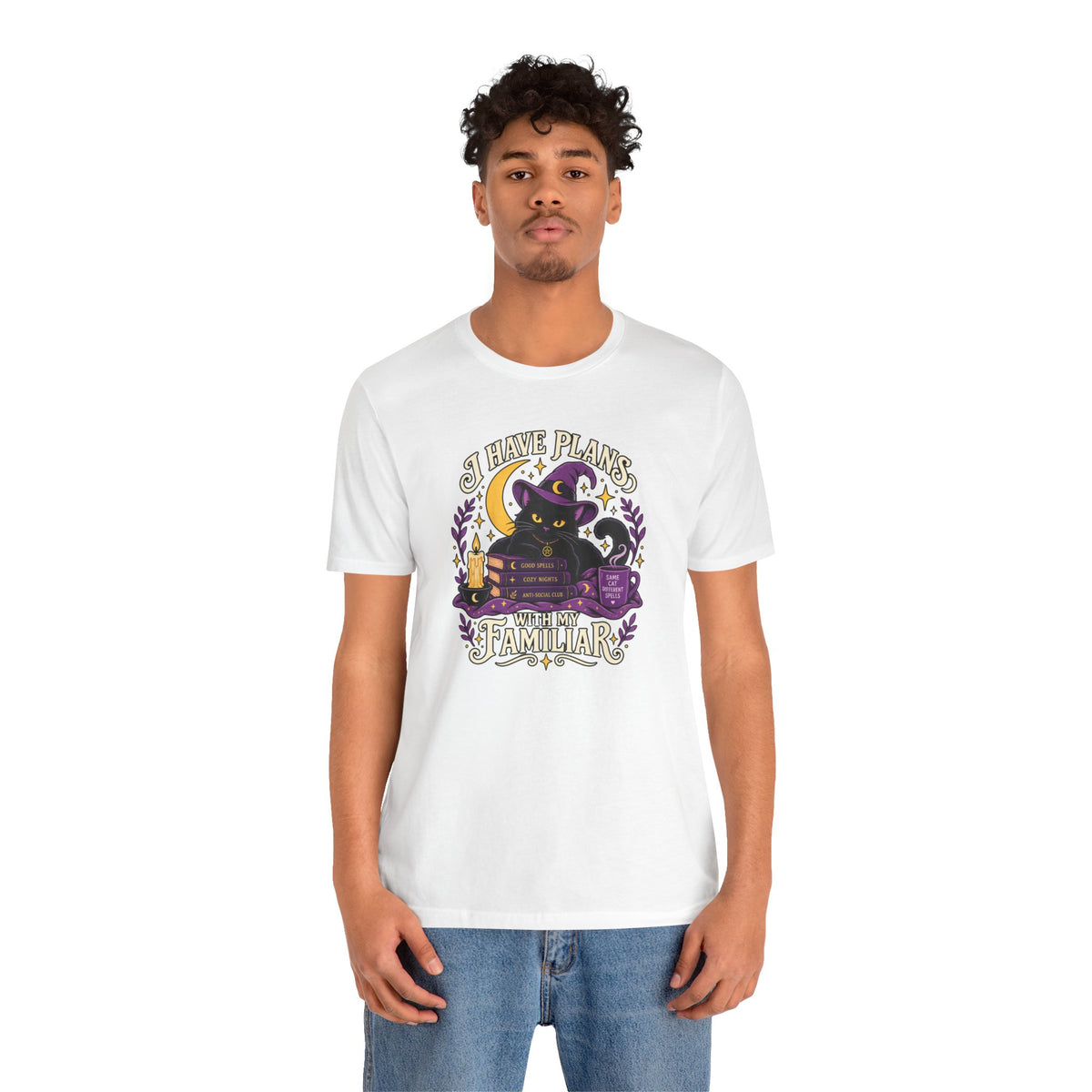 I Have Plans With My Familiar T-Shirt - Funny Witchy Introvert Cat Tee