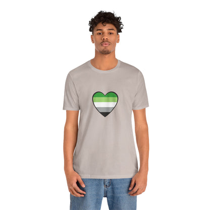 Aromantic Pride Heart T-Shirt – Minimalist Aro Flag LGBTQIA+ Tee