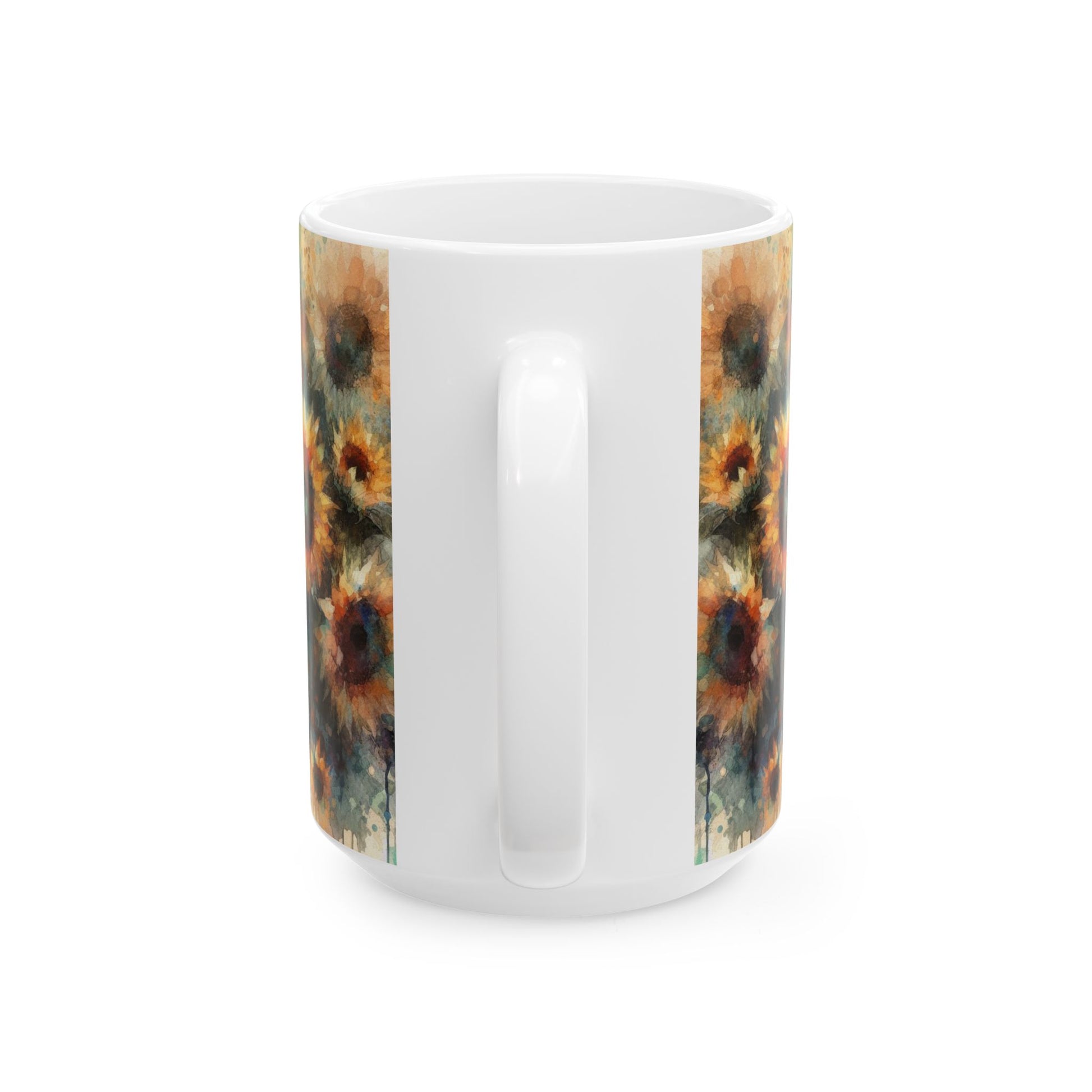 Watercolor Sunflower Mug | Artistic Floral Coffee Cup 11oz & 15oz - WhimSpin - https://whimspin.com