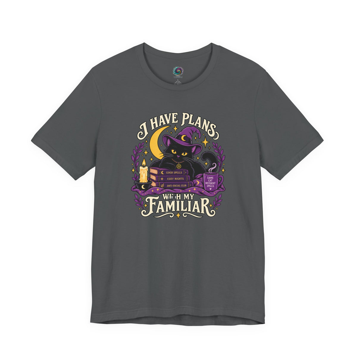 I Have Plans With My Familiar T-Shirt - Funny Witchy Introvert Cat Tee
