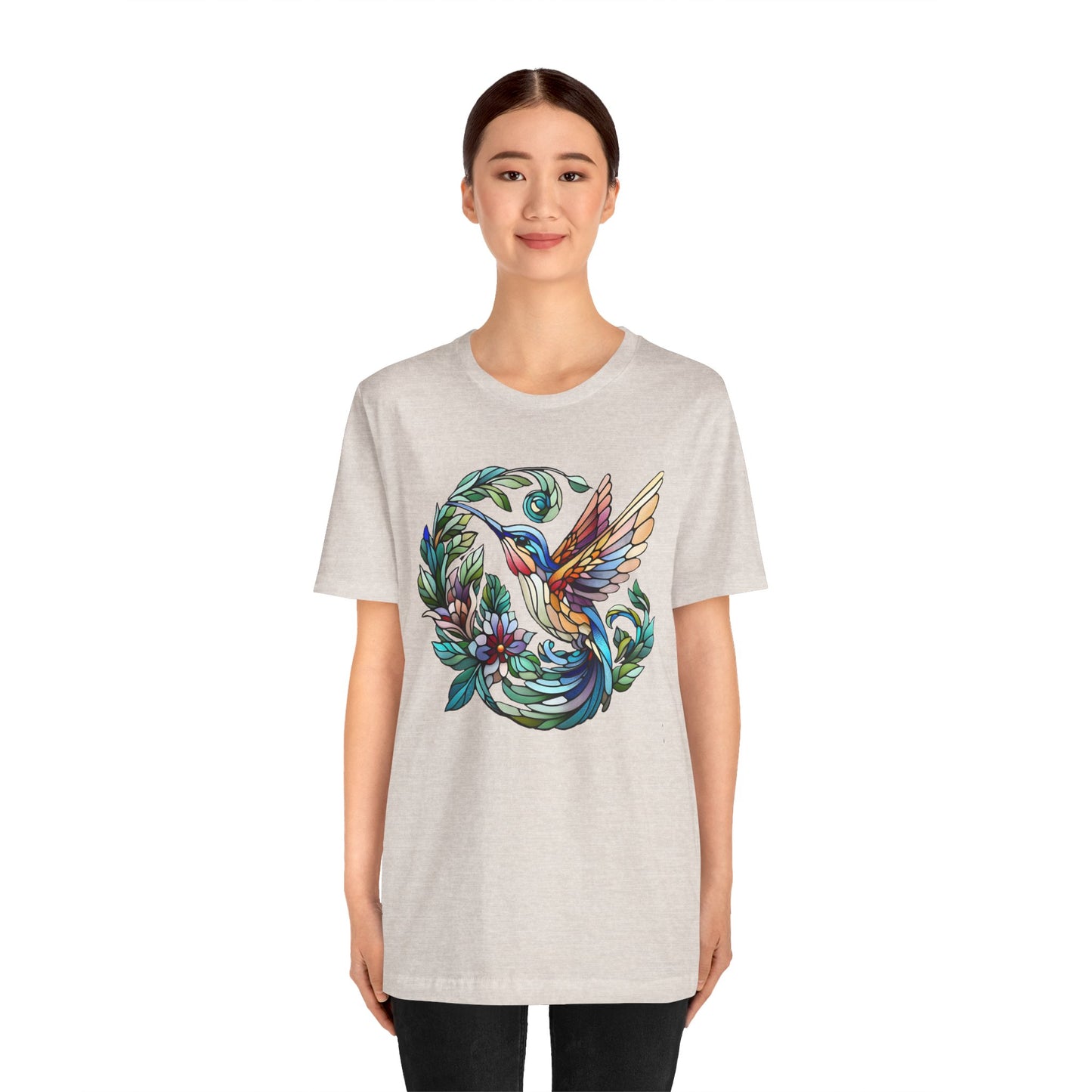 Stained Glass Hummingbird Tee – Vibrant Nature Shirt