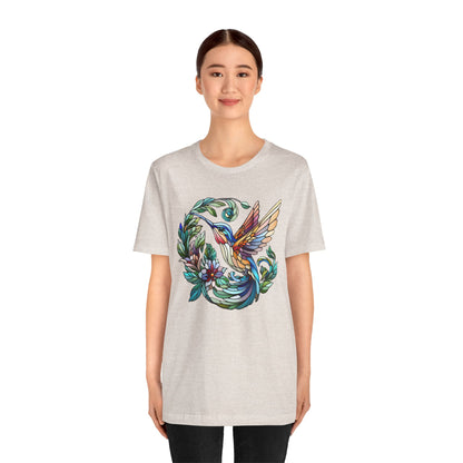 Stained Glass Hummingbird Tee – Vibrant Nature Shirt