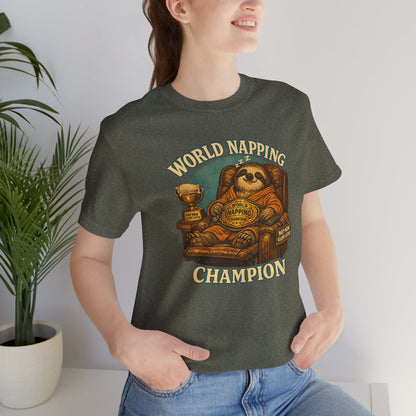World Napping Champion T-Shirt – Funny Sloth Nap Tee