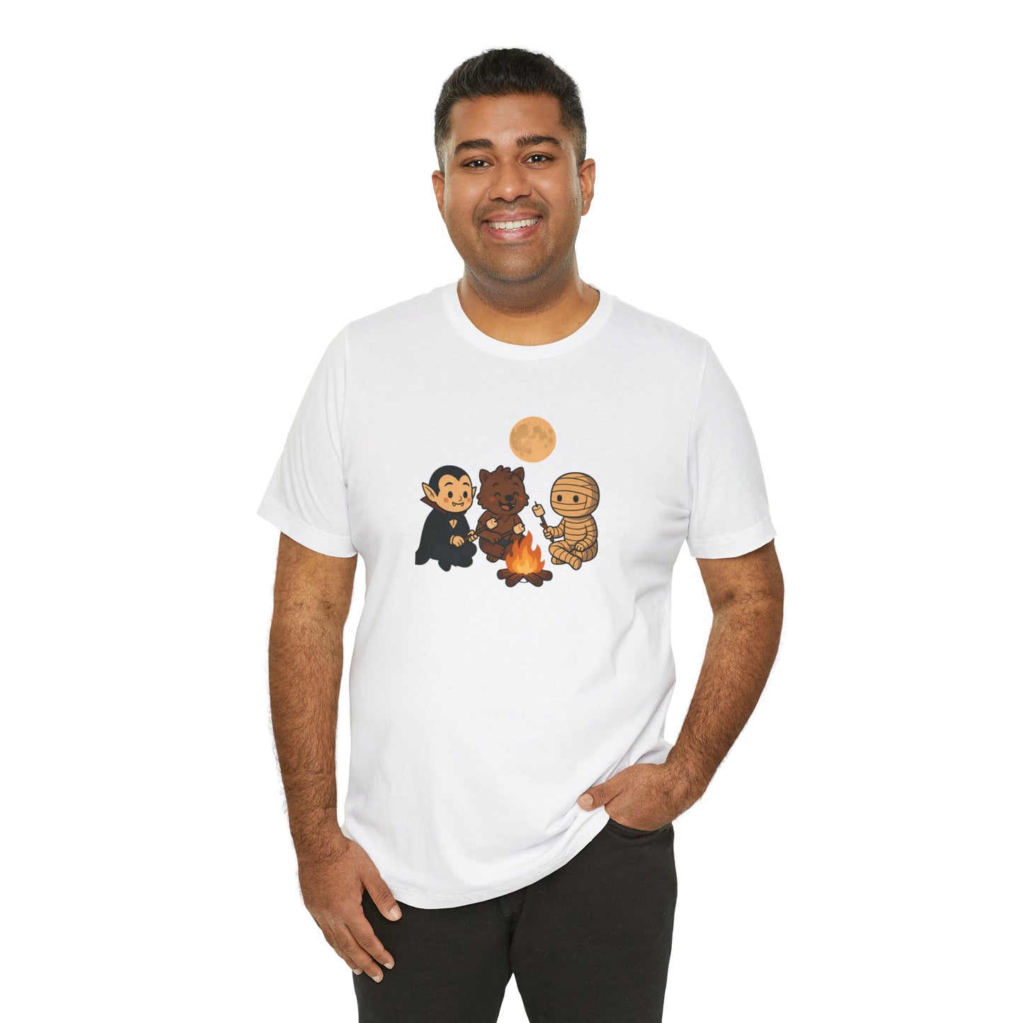 Halloween Monsters Campfire T-Shirt – Cute Monster Shirt with Roasting Marshmallows