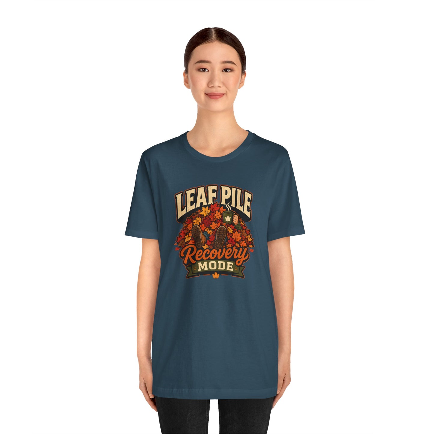 Leaf Pile Recovery Mode T-Shirt – Funny Fall Leaves Tee