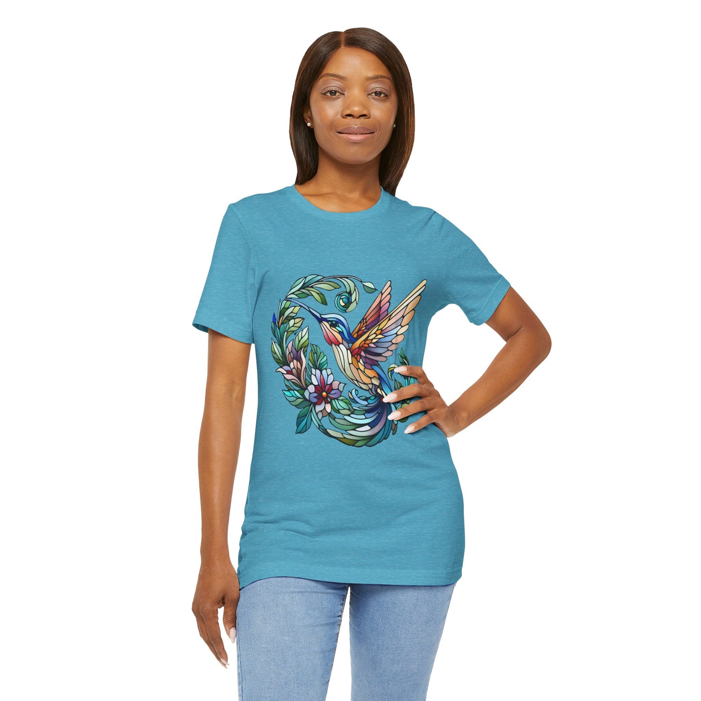 Stained Glass Hummingbird Tee – Vibrant Nature Shirt - WhimSpin - https://whimspin.com