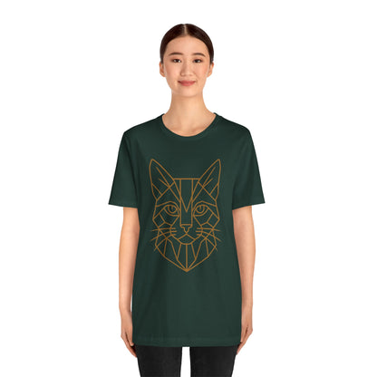 Geometric Cat T-Shirt – Minimalist Line Art Tee
