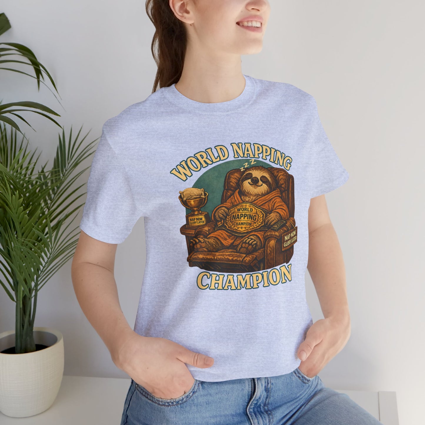 World Napping Champion T-Shirt – Funny Sloth Nap Tee