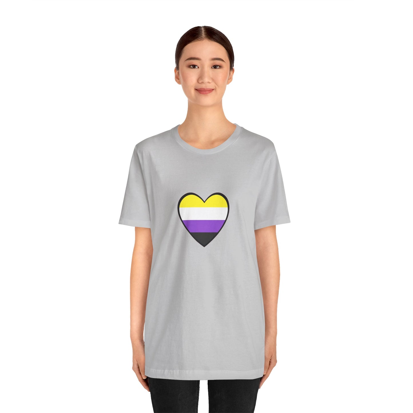 Nonbinary Pride Flag Heart T-Shirt – Unisex LGBTQ+ Graphic Tee