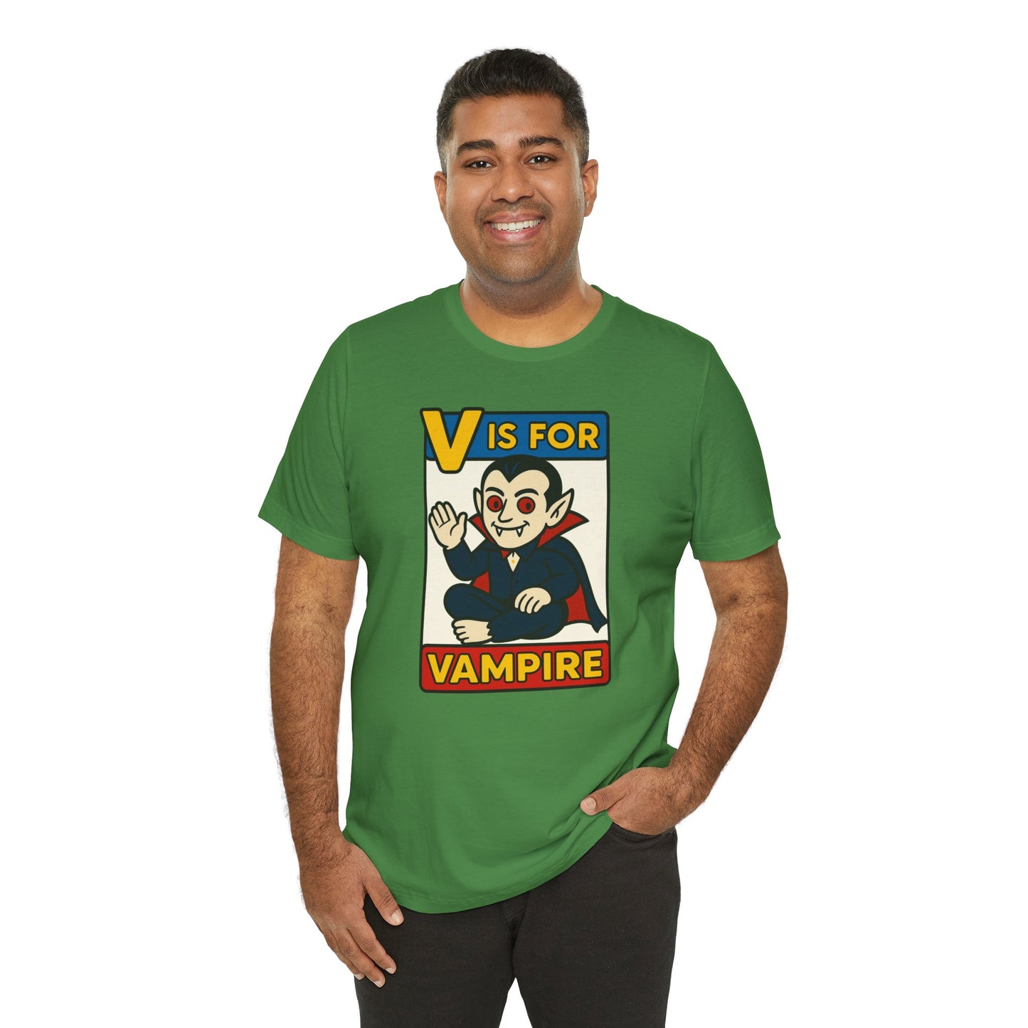 V is for Vampire T-Shirt – Funny Halloween Legend Alphabet Tee