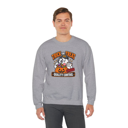 Trick-or-Treat Quality Control Sweatshirt – Funny Halloween Cozy Top
