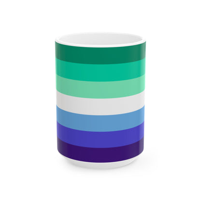 Gay Men’s Pride Flag Mug – Green and Blue LGBTQ+ Ceramic Cup