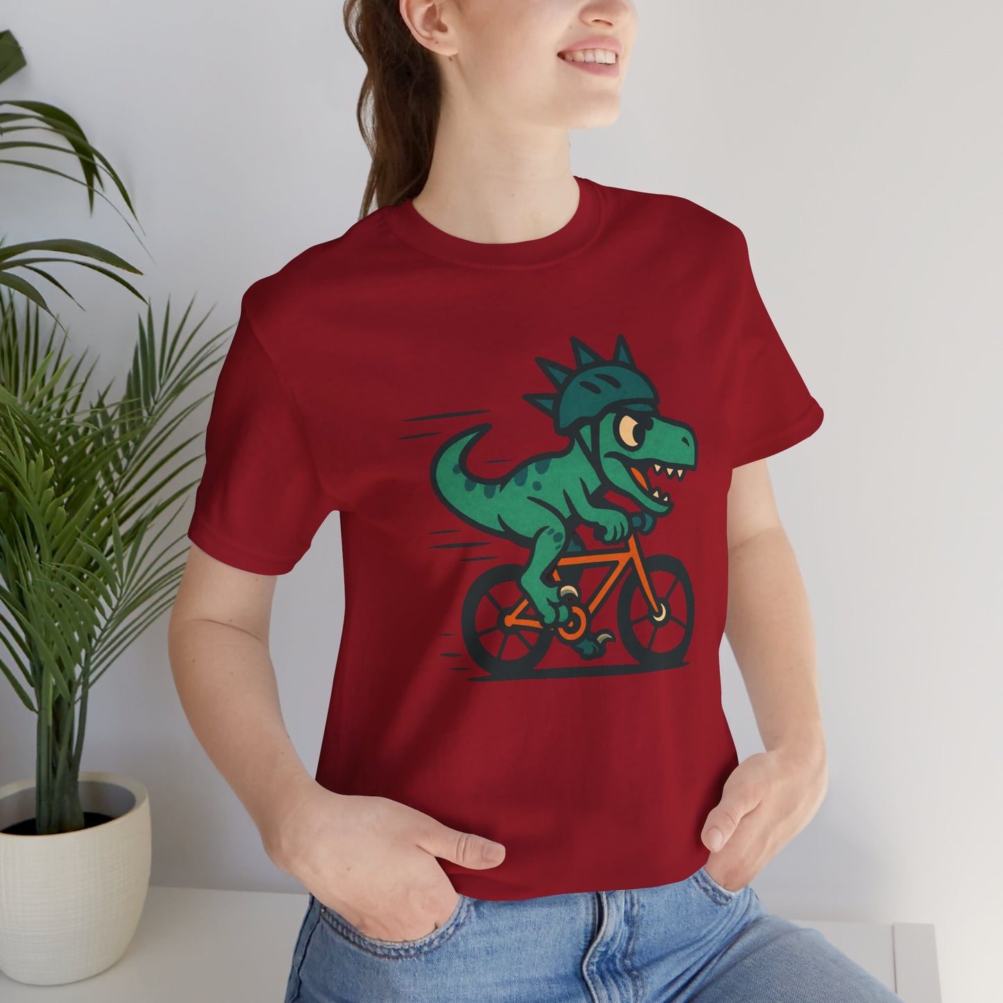 Velociraptor on a Bike T-Shirt – Funny Dino Velo Tee