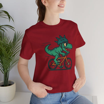 Velociraptor on a Bike T-Shirt – Funny Dino Velo Tee