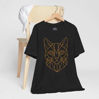 Geometric Cat T-Shirt – Minimalist Line Art Tee