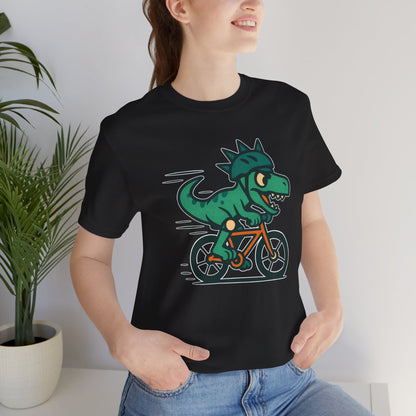 Velociraptor on a Bike T-Shirt – Funny Dino Velo Tee