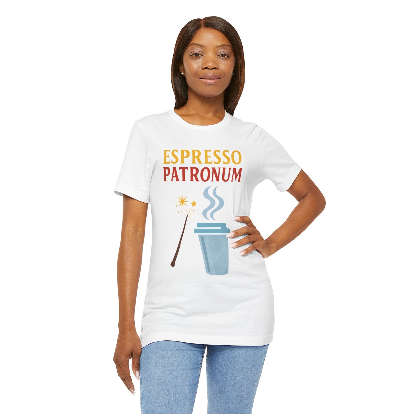 Espresso Patronum T-Shirt – Funny Coffee & Wizard Parody Tee