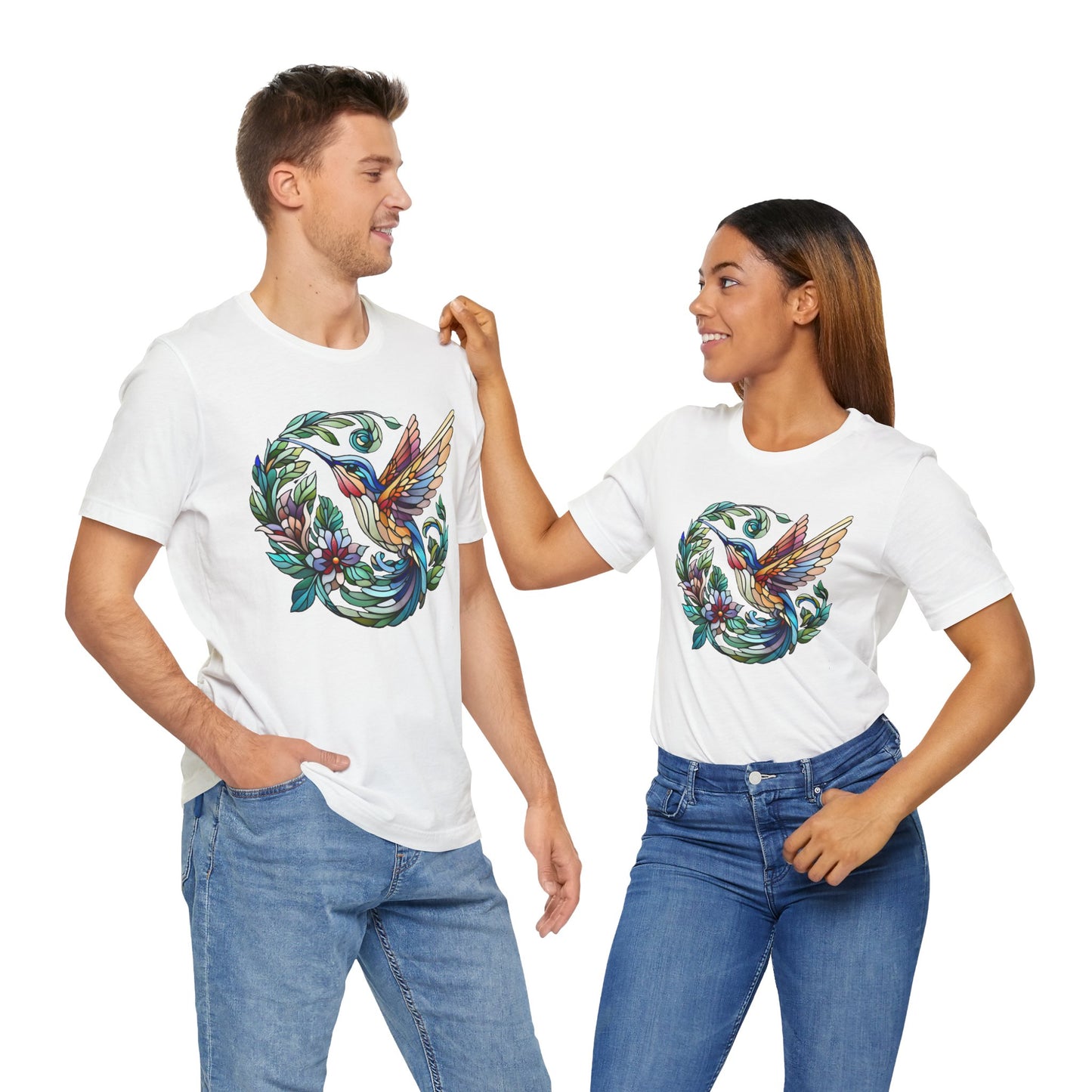 Stained Glass Hummingbird Tee – Vibrant Nature Shirt