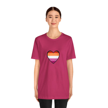 Lesbian Flag Heart T-Shirt – Bold LGBTQ+ Graphic Tee