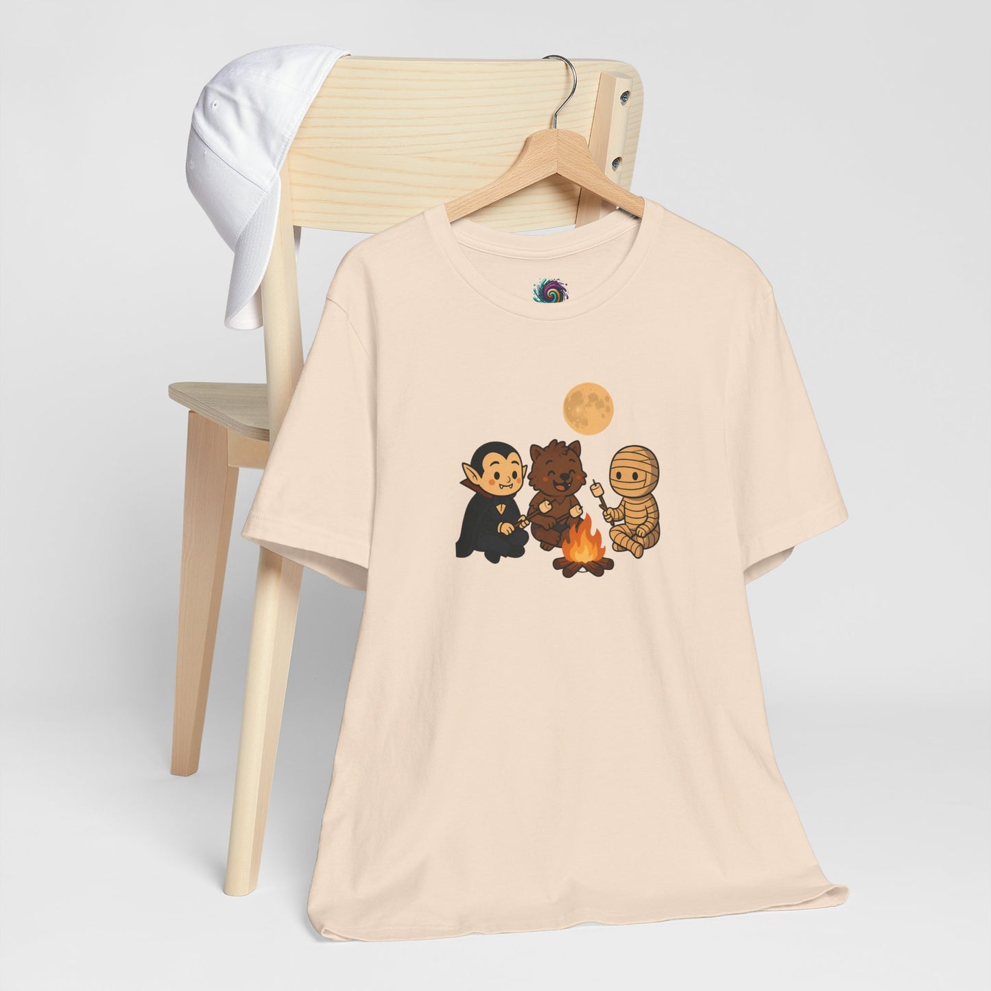 Halloween Monsters Campfire T-Shirt – Cute Monster Shirt with Roasting Marshmallows