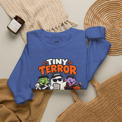 Tiny Terror Management Team Sweatshirt – Funny Halloween Parent Crewneck