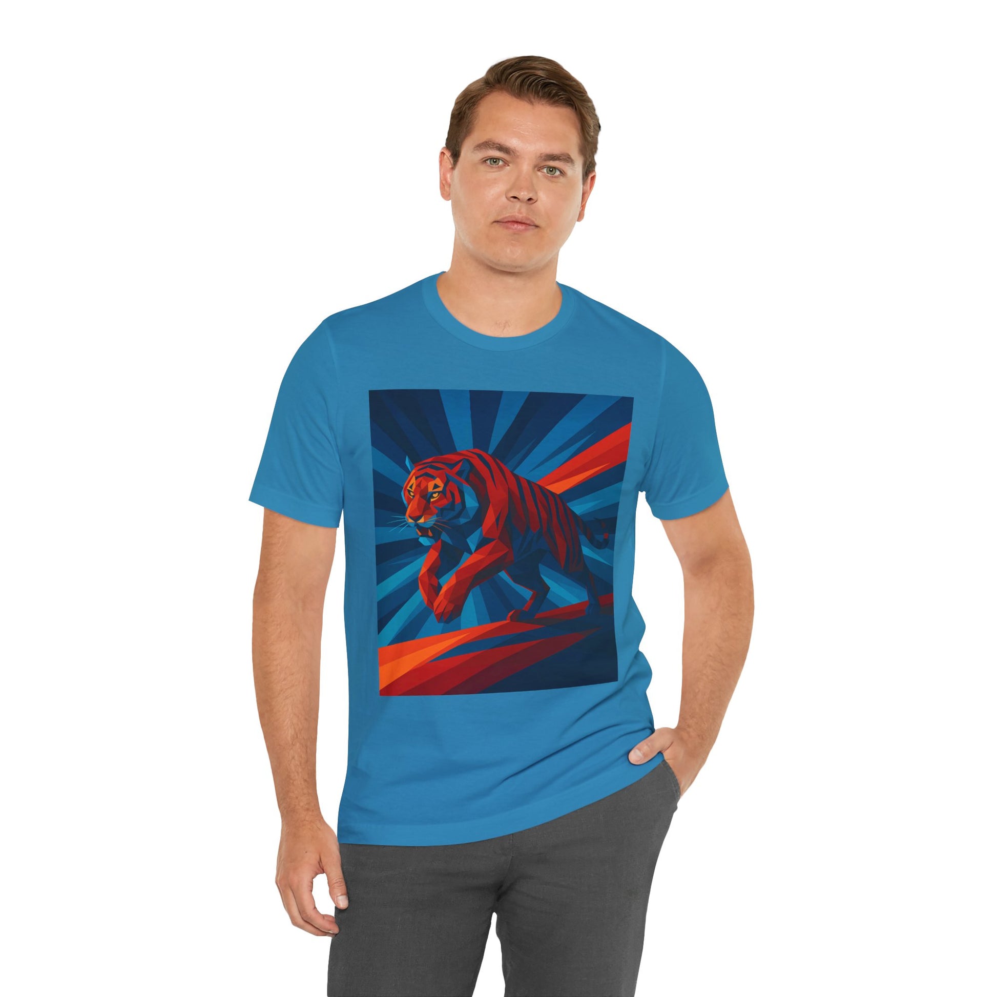 Geometric Tiger T-Shirt – Bold Jungle Animal Tee in Abstract Style - WhimSpin - https://whimspin.com