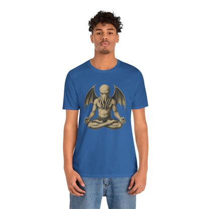 Meditating Cthulhu Shirt – Unisex Mythos Tee for Sci-Fi & Festival Fans