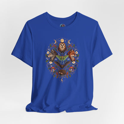 Nocturnal Woodland Animals T-Shirt – Moonlit Nature Tee