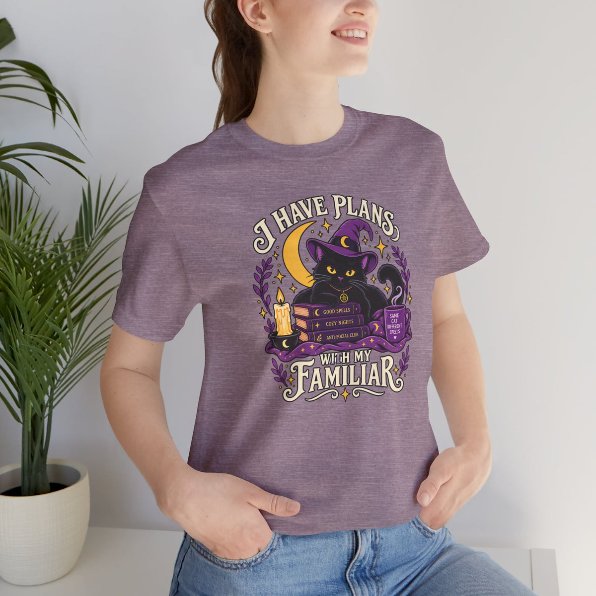 I Have Plans With My Familiar T-Shirt - Funny Witchy Introvert Cat Tee