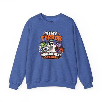 Tiny Terror Management Team Sweatshirt – Funny Halloween Parent Crewneck