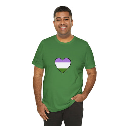 Genderqueer Flag Heart T-Shirt – Unisex LGBTQ+ Graphic Tee