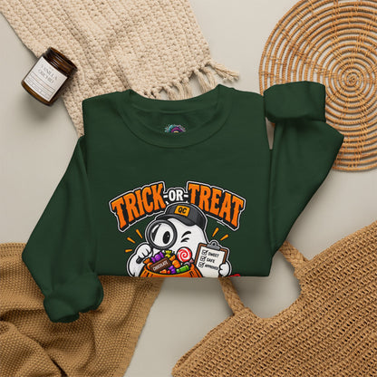 Trick-or-Treat Quality Control Sweatshirt – Funny Halloween Cozy Top